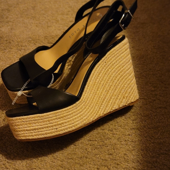 Gianni Bini Senna Leather Jute Platform Wedge Sandals *NEW* - Picture 3 of 4